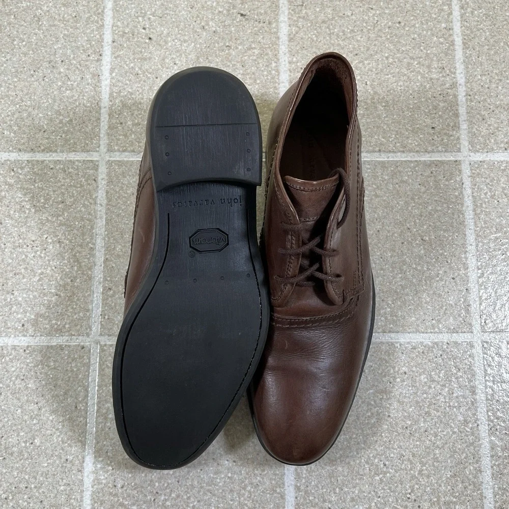 John Varvatos Brown Leather Ankle Boot Derby Oxford Mens Size 8 Preppy Shoes